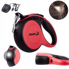  Animall Рулетка-повідець для собак RETRACTABLE з ліхтарем, до 25кг/5м, червоно-чорна, M