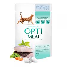 OptiMeal павуч для котів тріска та овочі в желе 85г (1 шт)