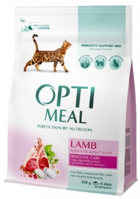 OptiMeal сухий корм для котів з чутливим травленням зі смаком ягняти 300г