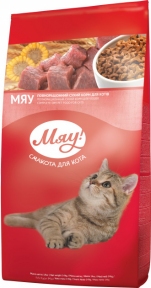 Мяу сухий повнорационный корм для котов(Асорти)14кг
