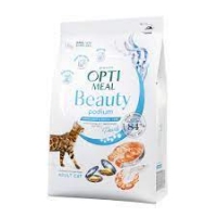 OptiMeal Beauty Podium Беззерновий сухий корм для котів, лосось, мідії, креветки, 4кг