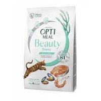 OptiMeal Beauty Fitness Беззерновий сухий корм для котів, лосось, мідії, креветки, 4кг