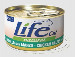 LifeCat Natural Консервований корм для котів з куркою та яловичиною 85гр