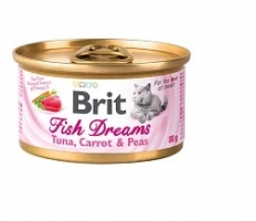 Brit Fish Dreams, консерви для котів, тунець, морква та горошок, 80г
