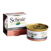 Schesir Salmon Natural Style консервы для кошек, влажный корм лосось в собственном соку, банка 85 г	