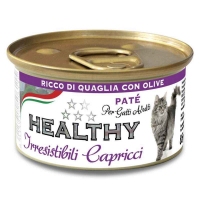 Healthy Irr Cap, влажный корм для привередливых котов, паштет с перепелкой и оливками, 85г