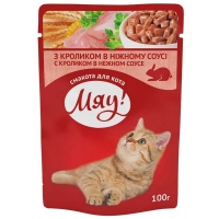 Мяу Кролик у ніжному соусі консервований корм для котів 100г (1 шт)