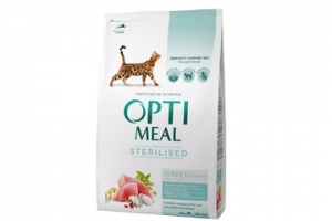 OptiMeal сухий корм для стерилізованих котів індичка та овес 4кг