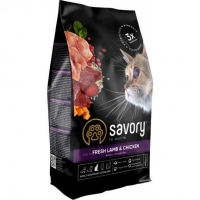Savory Adult Cat Sterilized Fresh Lamb&Chicken, корм для кастр котів з ягням та  куркою, 0,4кг