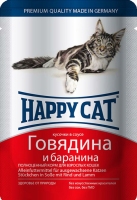 Happy Cat Пауч Говядина и баранина. в соусе 100гр