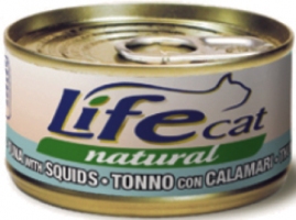 LifeCat Тунець з кальмарами 70g