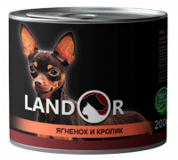 Landor повноцінний вологий корм для дрібних порід собак, ягня та кролик, 0,2 кг