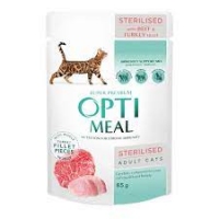 OptiMeal павук для стерелізованих котів яловичина та індичка в желе 85g