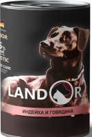 Landor повноцінний вологий корм для цуценят, індичка та яловичина, 0,4 кг