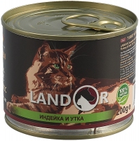 Landor полноценный влажный корм для котят, индейка и утка, 0,2кг