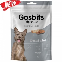 Gosbits Objective for Dog Dental Mini, ласощі для собак, для здоров'я зубів, курка лосось, 150g