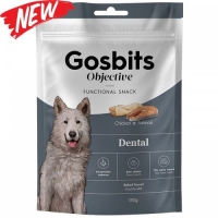 Gosbits Objective for Dog Dental, ласощі для собак, для здоров'я зубів, курка та лосось, 150g