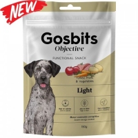 Gosbits Objective for Dog Light, ласощі для собак, із зайвою вагою, індичка, фрукти, овочі, 150g
