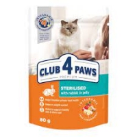 Клуб4Лапы Sterilized Пауч для стерилизованных кошек и кастрированных котов с кроликом 80г(1шт) 